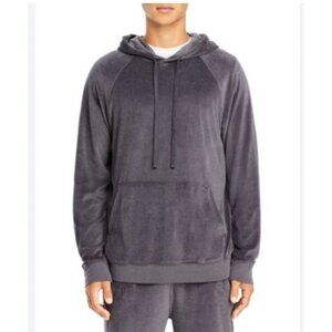 ATM Hoodie Mens Small Gray Pullover Velour Kangaroo Pocket Soft Lounge